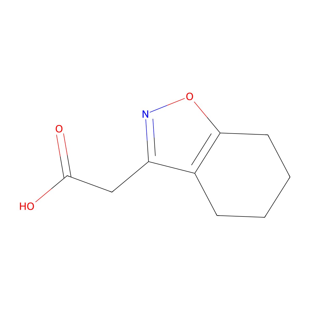 2-(4,5,6,7-Tetrahydro-1,2-benzoxazol-3-yl)acetic acid molecular structure, CAS 1018663-52-9