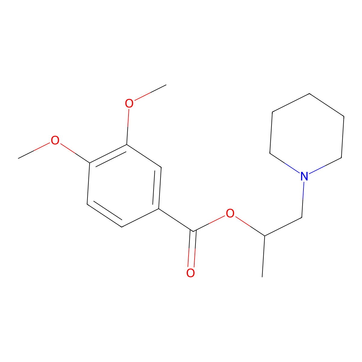 1-Methyl-2-(1-piperidinyl)ethyl 3,4-dimethoxybenzoate molecular structure, CAS 101867-39-4