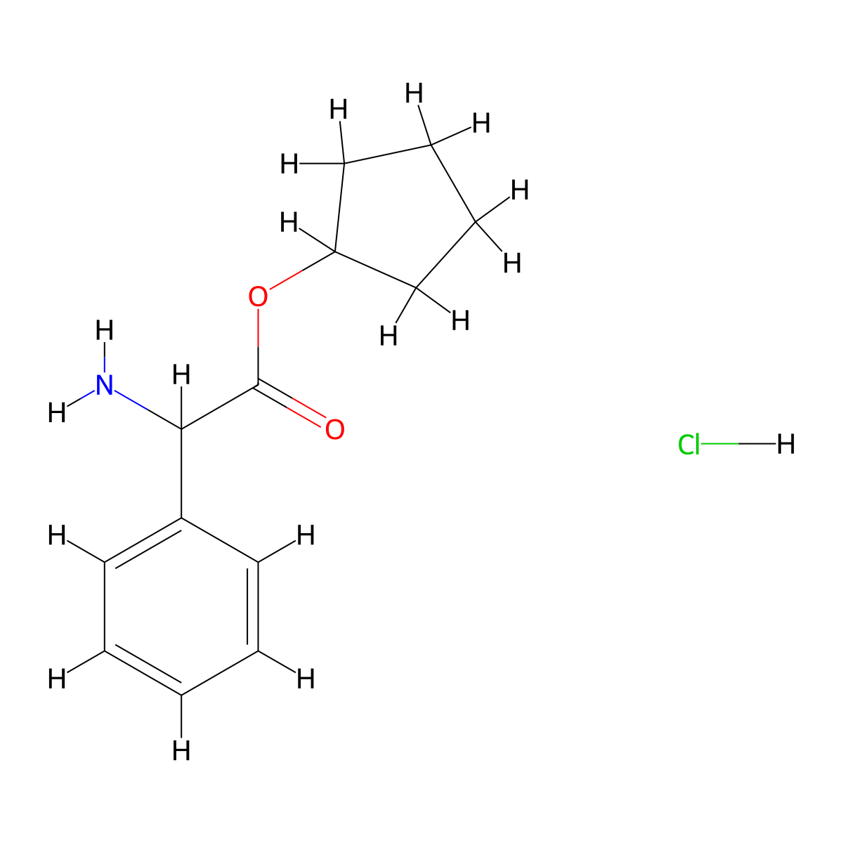 Cyclopentyl 2-amino-2-phenyl-acetate;hydrochloride molecular structure, CAS 1018674-16-2