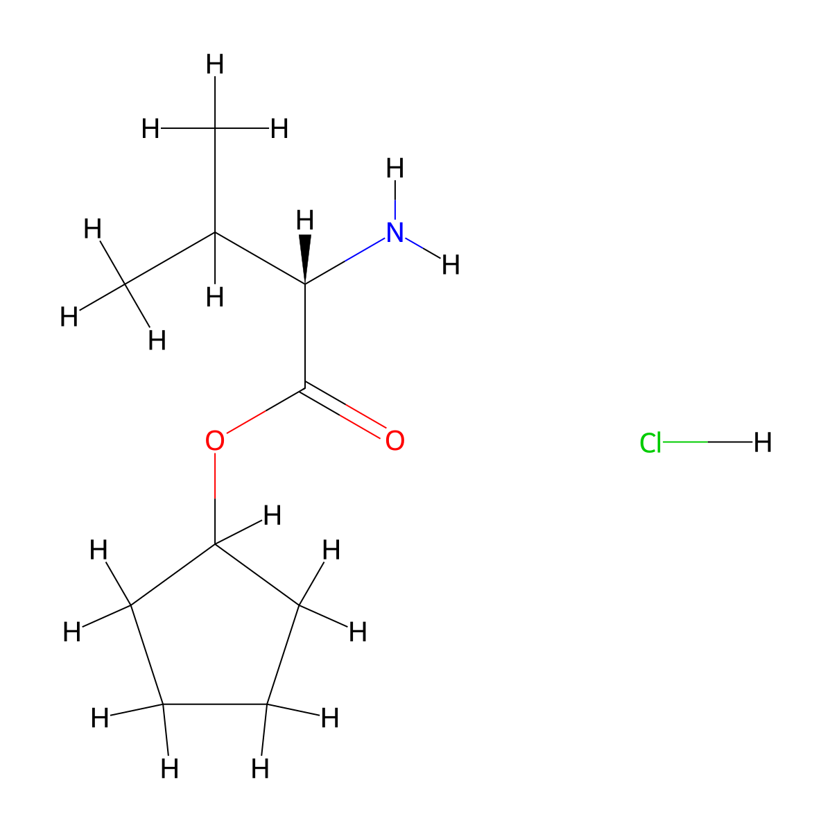 L-Valine cyclopentyl ester HCl molecular structure, CAS 1018674-17-3