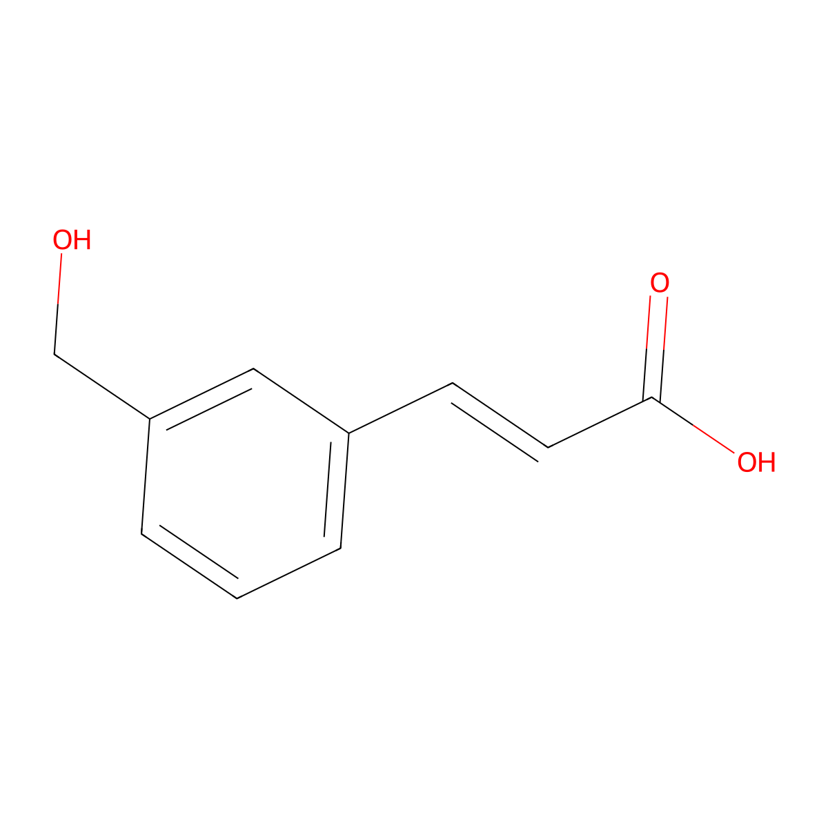 3-[3-(Hydroxymethyl)phenyl]prop-2-enoic acid molecular structure, CAS 1018674-37-7