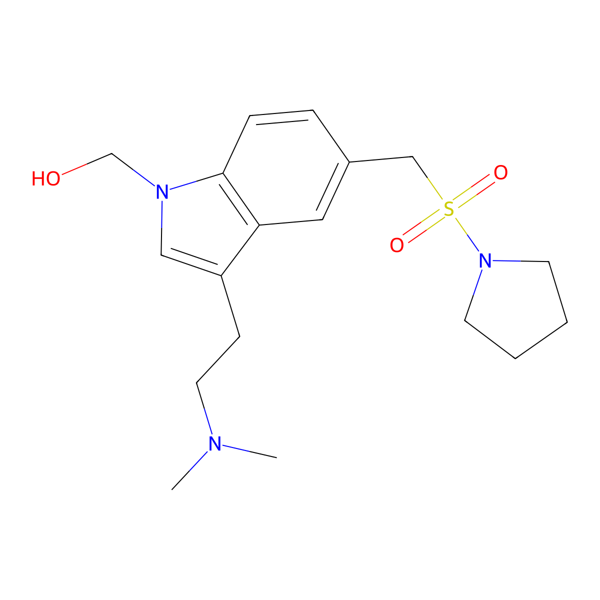 [3-[2-(Dimethylamino)ethyl]-5-(pyrrolidin-1-ylsulfonylmethyl)indol-1-yl]methanol molecular structure, CAS 1018676-02-2