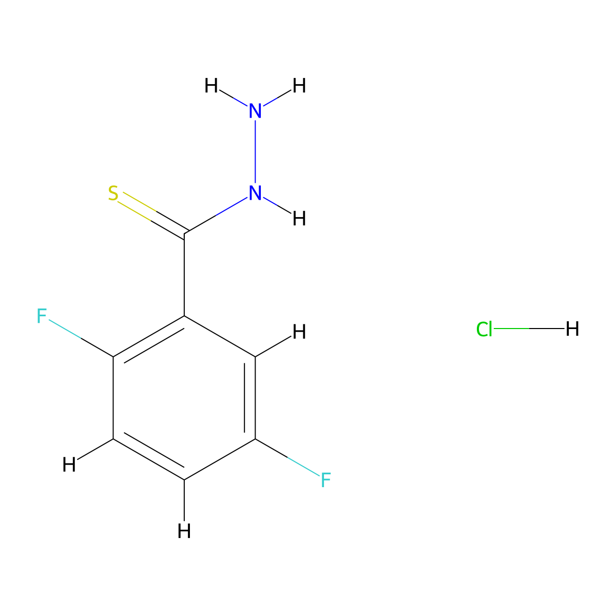 2,5-Difluorobenzothiohydrazide hydrochloride molecular structure, CAS 1018690-17-9