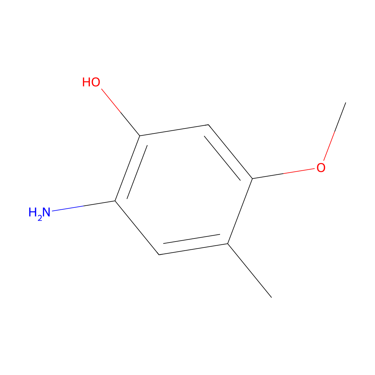 2-Amino-5-methoxy-4-methylphenol molecular structure, CAS 101870-29-5