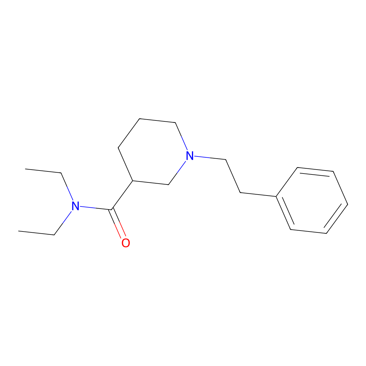 Nipecotamide, N,N-diethyl-1-phenethyl- molecular structure, CAS 101872-49-5