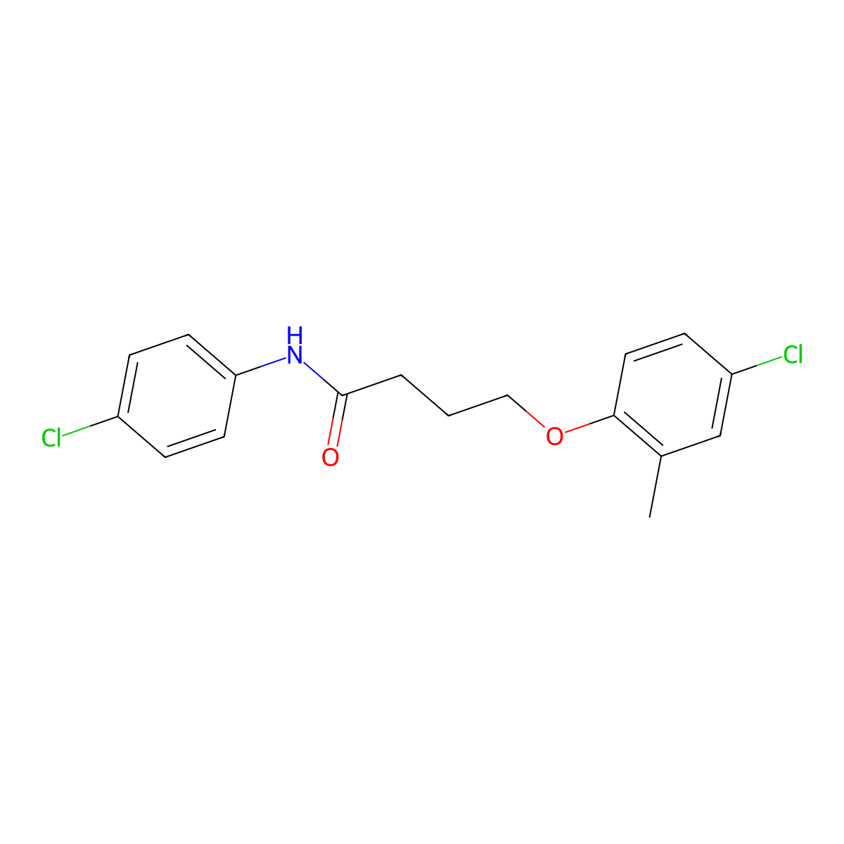 4-(4-chloro-2-methylphenoxy)-N-(4-chlorophenyl)butanamide molecular structure, CAS 101876-75-9