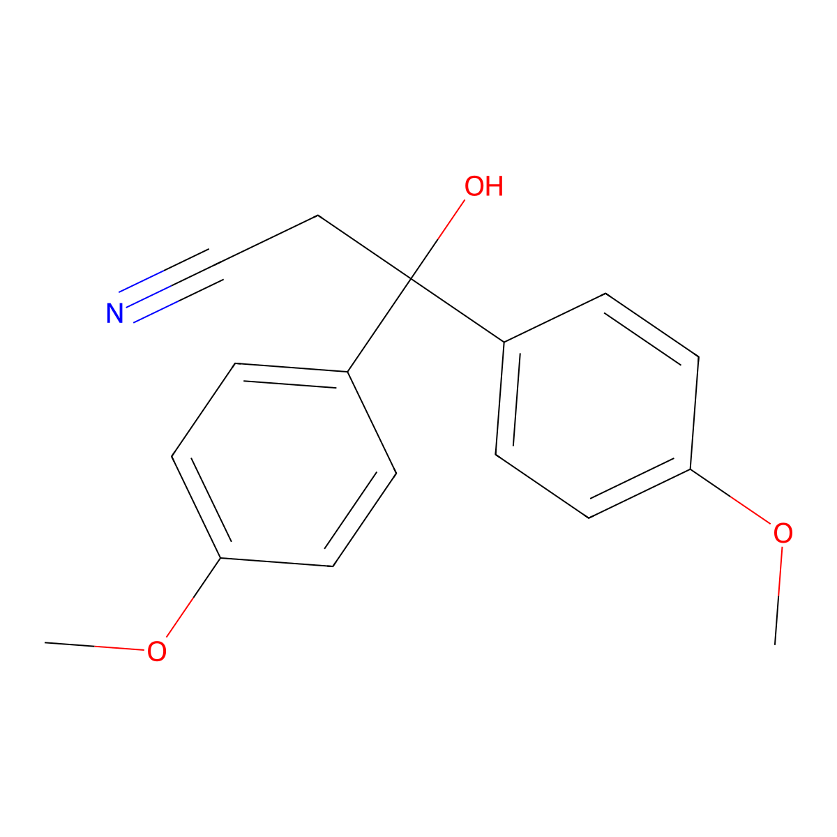 3-Hydroxy-3,3-bis(4-methoxyphenyl)propanenitrile molecular structure, CAS 101877-99-0
