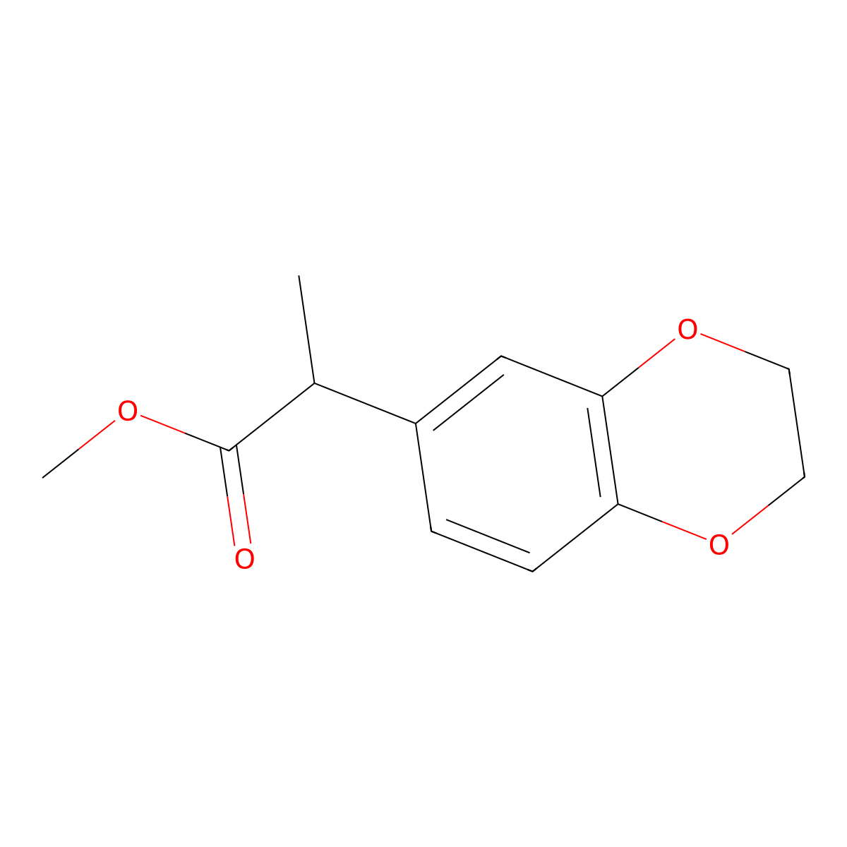 Methyl 2-(2,3-dihydrobenzo[b][1,4]dioxin-6-yl)propanoate molecular structure, CAS 1018781-64-0