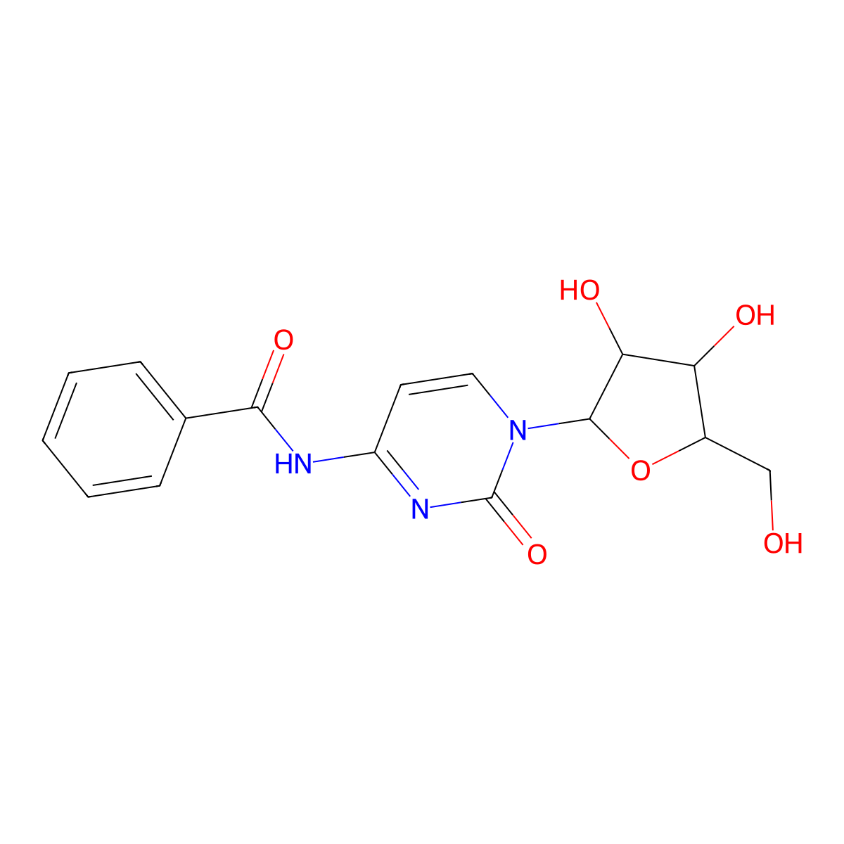 N-(1-(3,4-Dihydroxy-5-(hydroxymethyl)tetrahydrofuran-2-yl)-2-oxo-1,2-dihydropyrimidin-4-yl)benzamide molecular structure, CAS 1018812-31-1