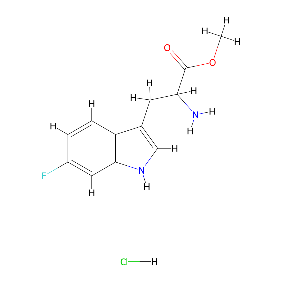 methyl 2-amino-3-(6-fluoro-1H-indol-3-yl)propanoate hydrochloride molecular structure, CAS 1018815-57-0