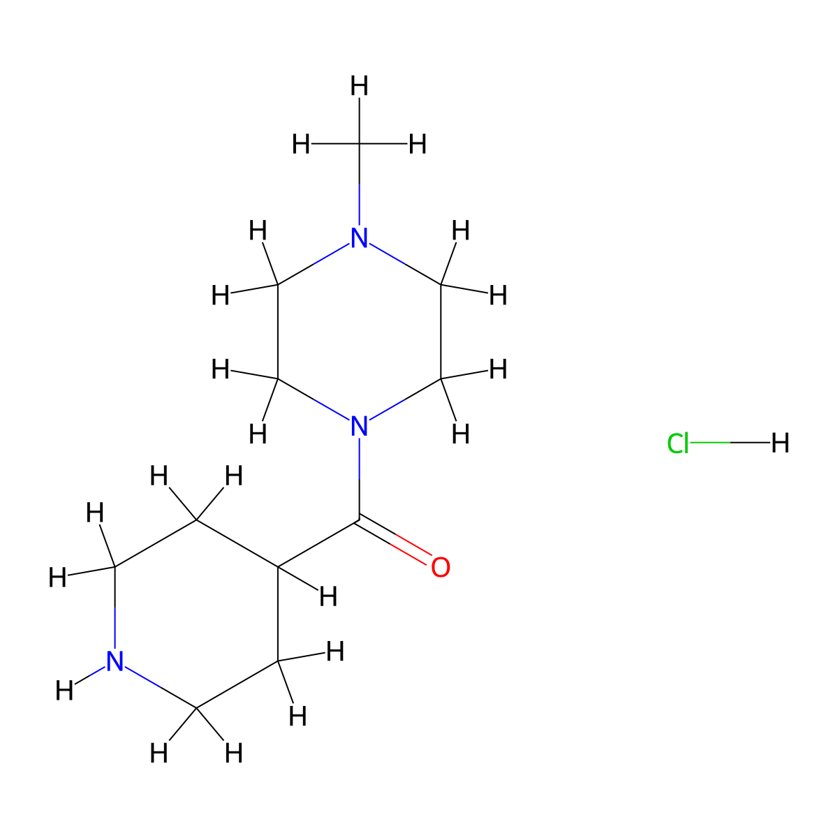 (4-Methylpiperazin-1-yl)(piperidin-4-yl)methanone hydrochloride molecular structure, CAS 1018826-44-2