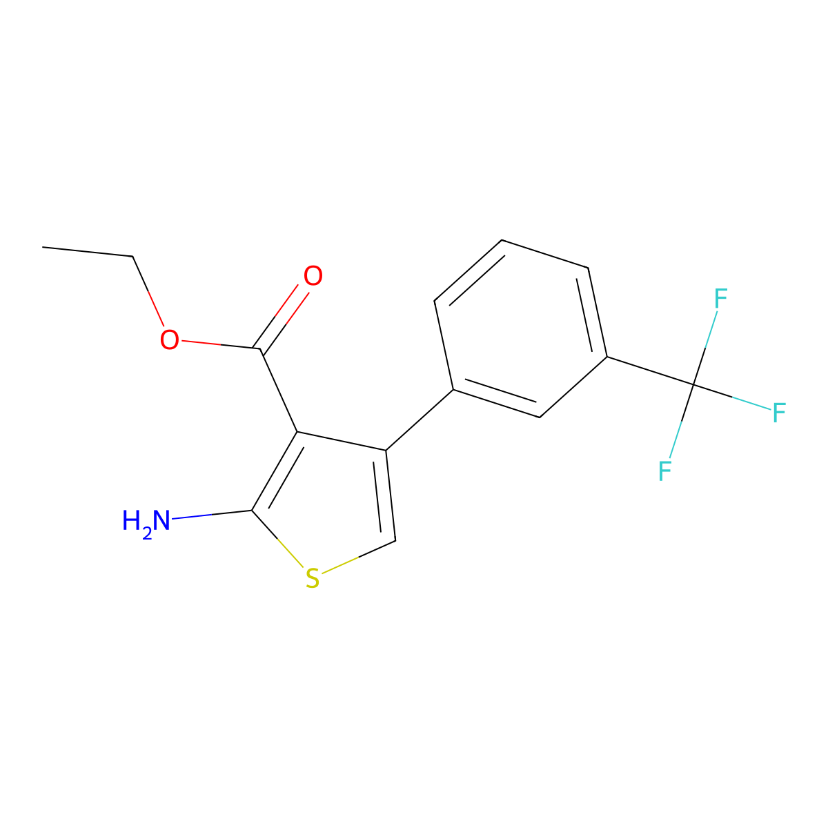 Ethyl 2-amino-4-(3-(trifluoromethyl)phenyl)thiophene-3-carboxylate molecular structure, CAS 1018830-98-2