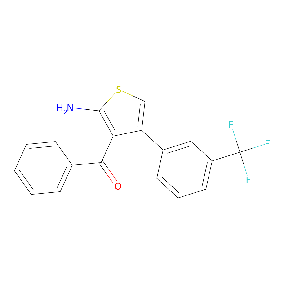 (2-Amino-4-(3-(trifluoromethyl)phenyl)thiophen-3-yl)(phenyl)methanone molecular structure, CAS 1018830-99-3