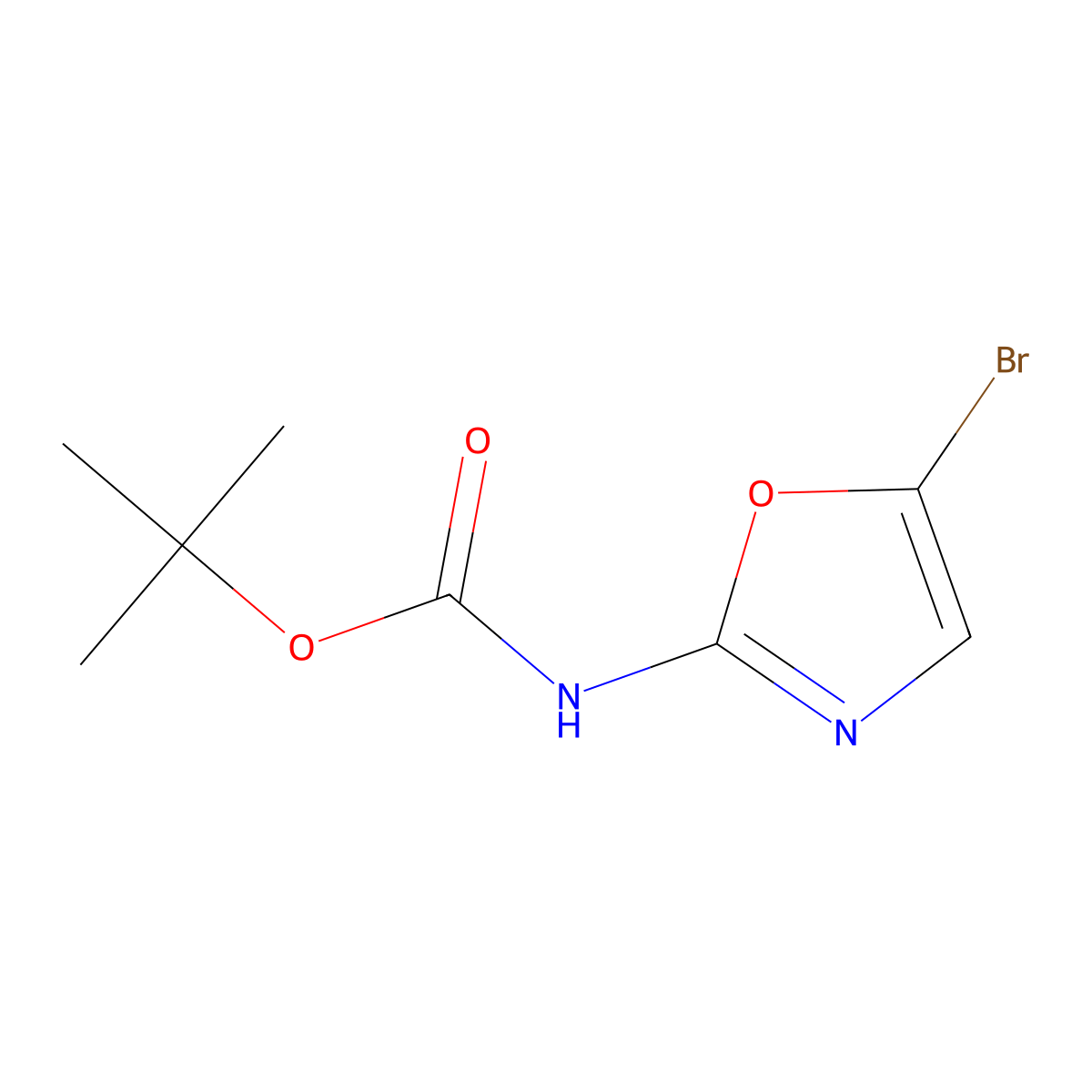 Tert-butyl 5-bromooxazol-2-ylcarbamate molecular structure, CAS 1018833-69-6