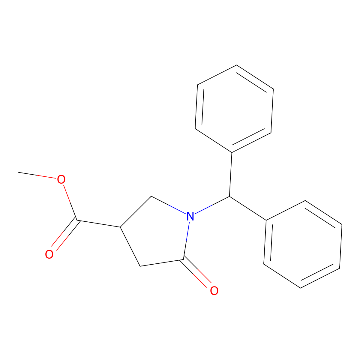 Methyl 1-(diphenylmethyl)-5-oxopyrrolidine-3-carboxylate molecular structure, CAS 101890-52-2