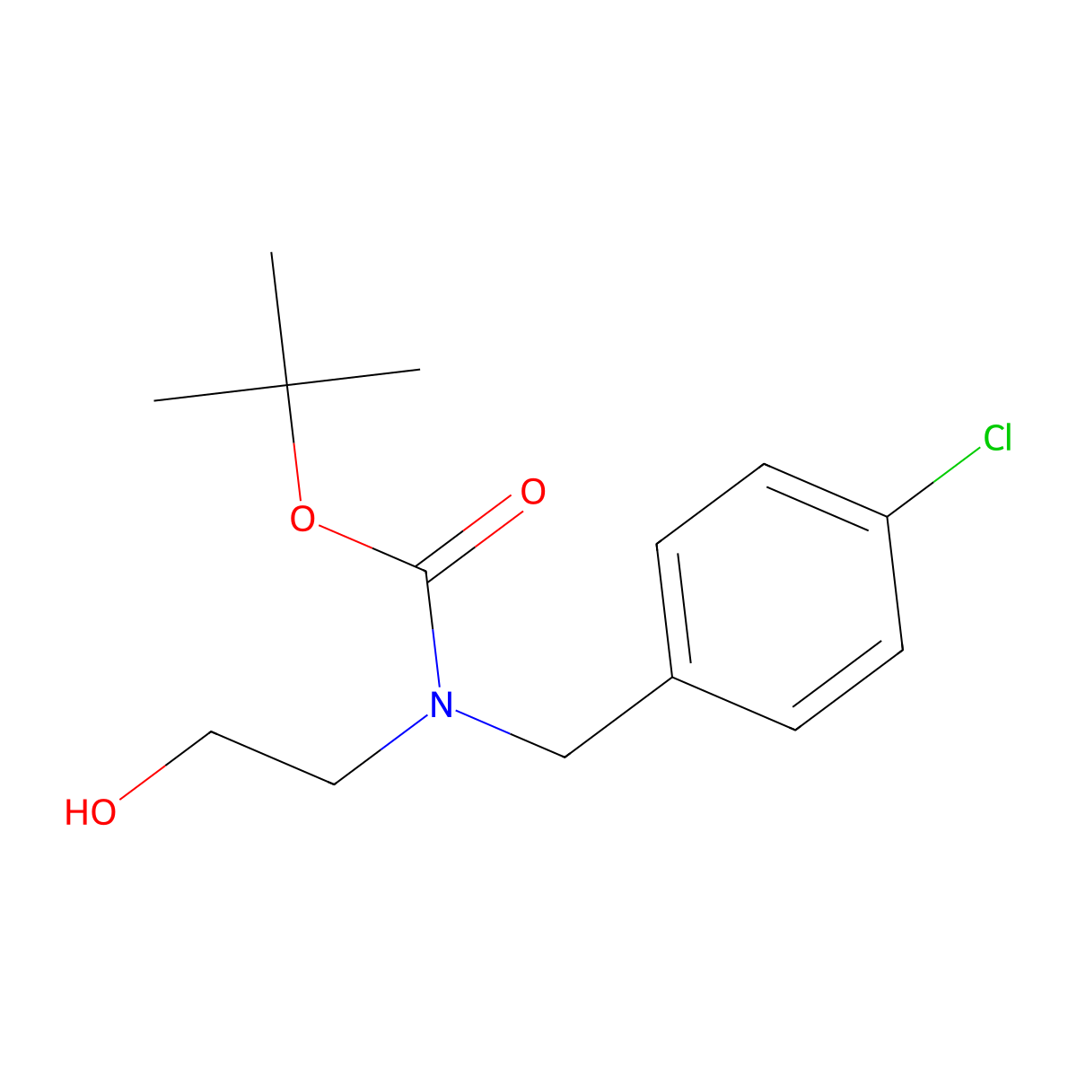 tert-butyl N-[(4-chlorophenyl)methyl]-N-(2-hydroxyethyl)carbamate molecular structure, CAS 1018909-01-7