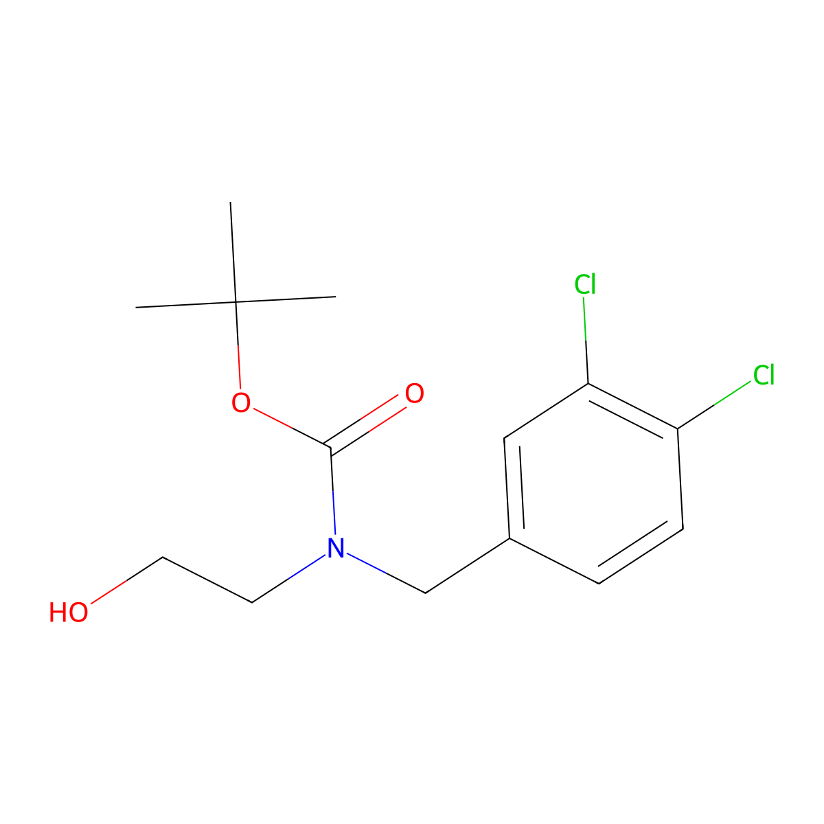 tert-butyl N-[(3,4-dichlorophenyl)methyl]-N-(2-hydroxyethyl)carbamate molecular structure, CAS 1018909-06-2