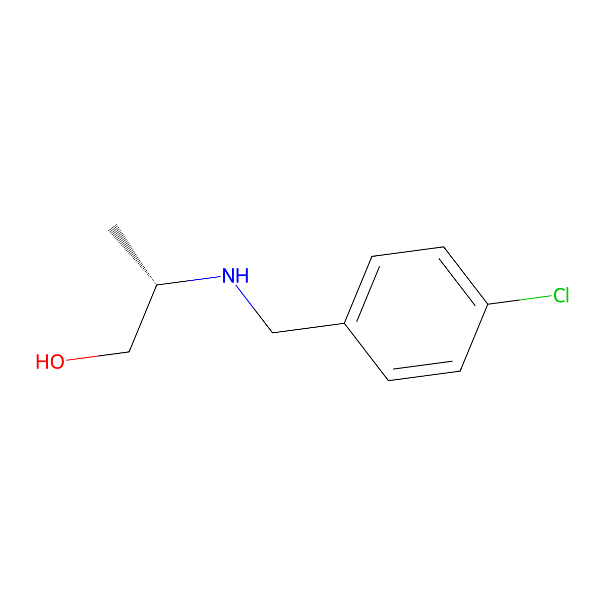 (S)-2-(4-chlorobenzylamino)propan-1-ol molecular structure, CAS 1018909-24-4