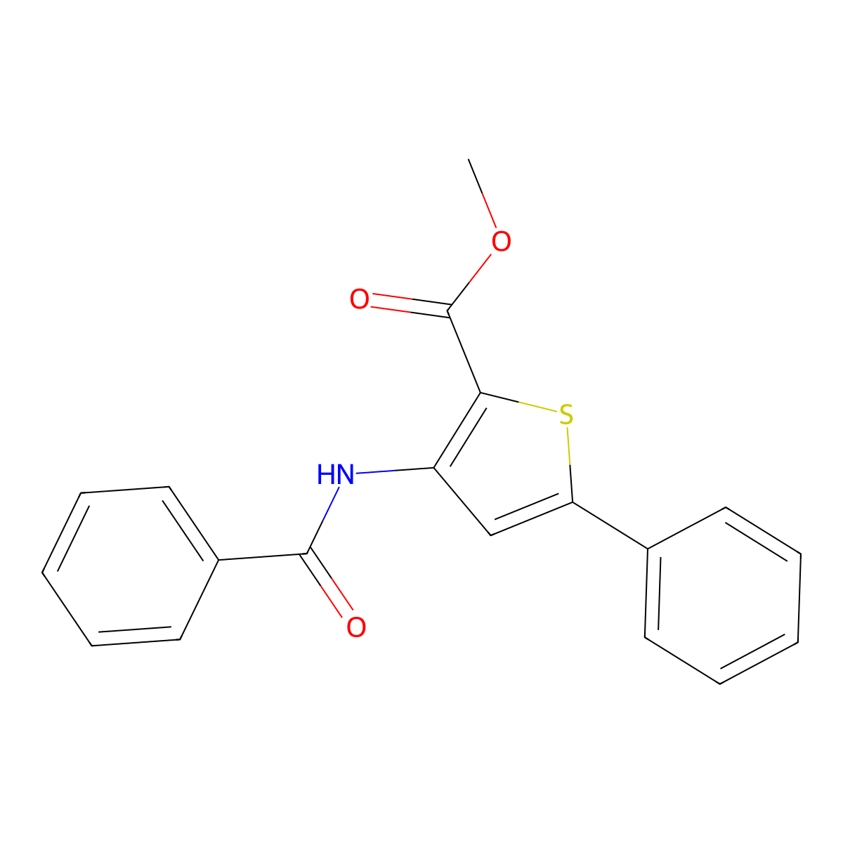 Methyl 3-benzamido-5-phenylthiophene-2-carboxylate molecular structure, CAS 101895-47-0