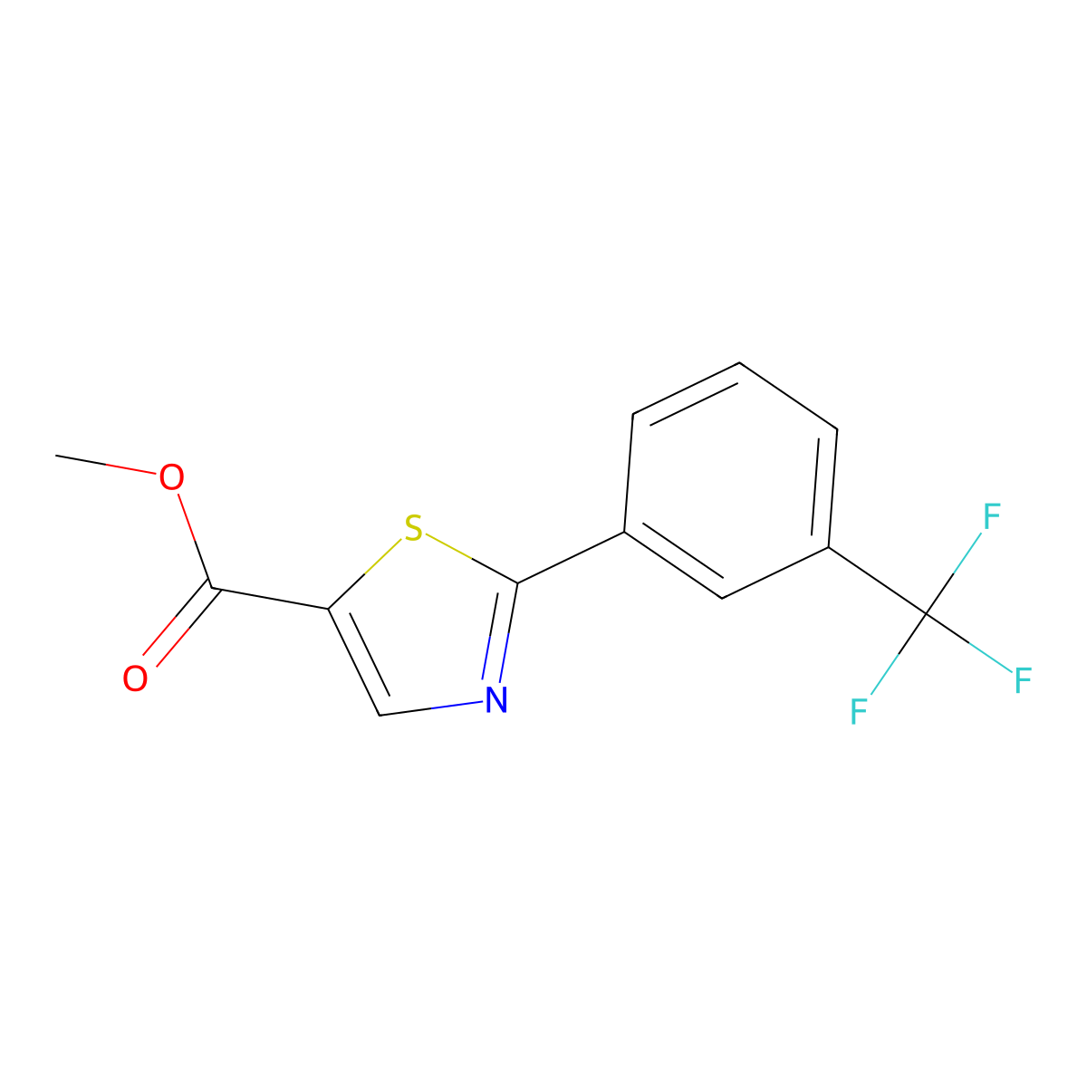 Methyl 2-(3-(trifluoromethyl)phenyl)thiazole-5-carboxylate molecular structure, CAS 1018975-69-3
