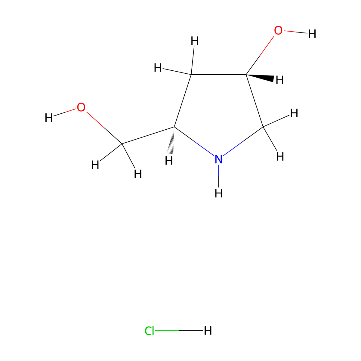 (3S,5R)-5-(hydroxymethyl)pyrrolidin-3-ol hydrochloride molecular structure, CAS 1018987-47-7