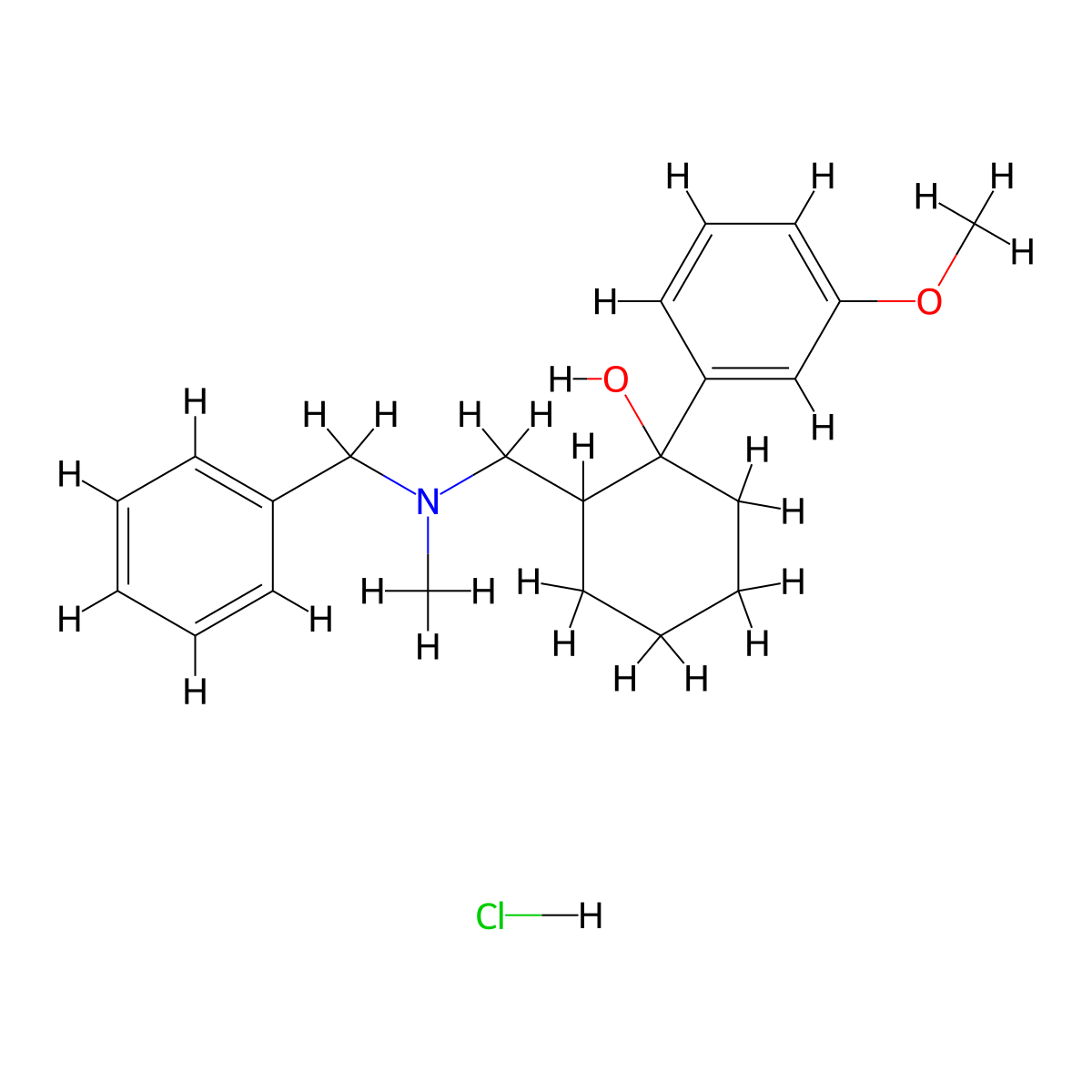 cis-(+/-)-2-[(N-Benzyl-N-methyl)aminomethyl]-1-(3-methoxyphenyl)cyclohexanol, Hydrochloride molecular structure, CAS 1018989-95-1