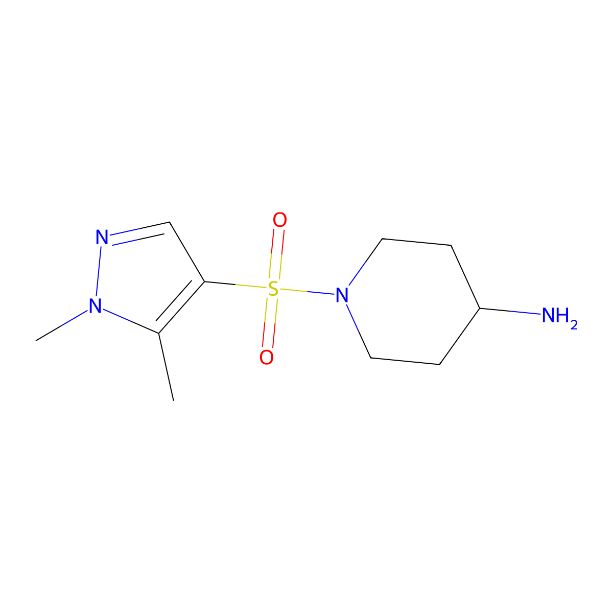 1-((1,5-Dimethyl-1H-pyrazol-4-yl)sulfonyl)-4-piperidinamine molecular structure, CAS 1018996-02-5