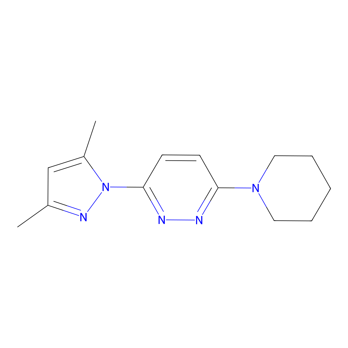 3-(3,5-dimethyl-1H-pyrazol-1-yl)-6-(piperidin-1-yl)pyridazine molecular structure, CAS 1018999-07-9
