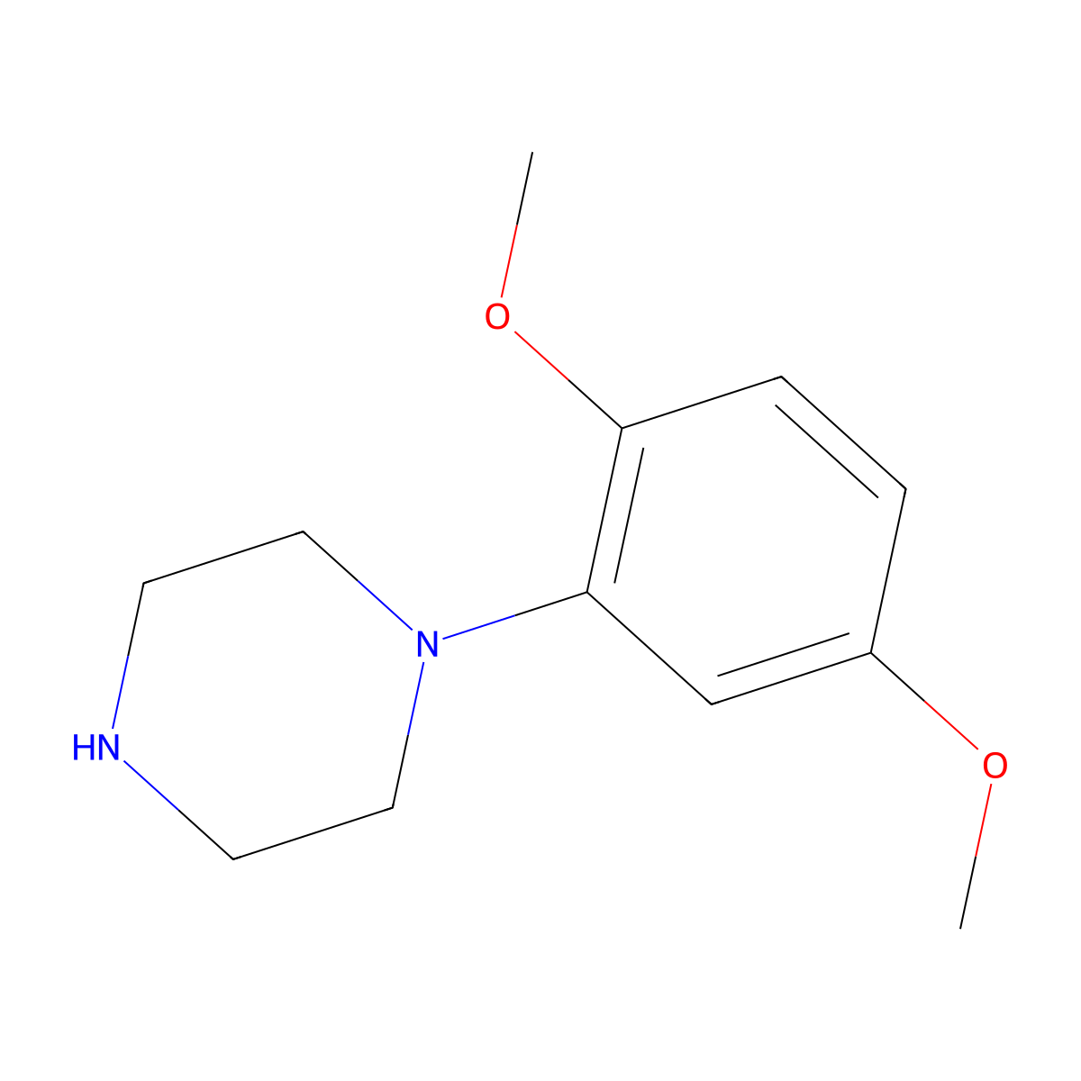 1-(2,5-Dimethoxyphenyl)piperazine molecular structure, CAS 1019-06-3