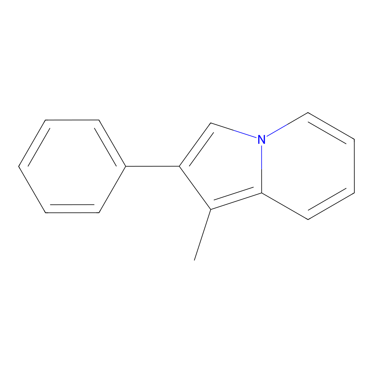 Indolizine, 1-methyl-2-phenyl- molecular structure, CAS 1019-12-1