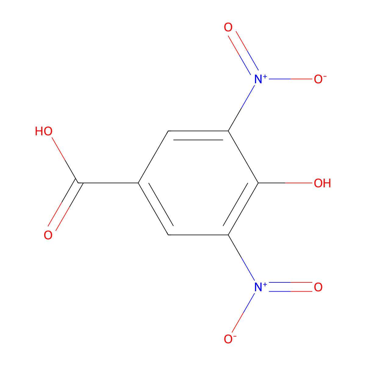 3,5-Dinitro-4-hydroxybenzoic acid molecular structure, CAS 1019-52-9