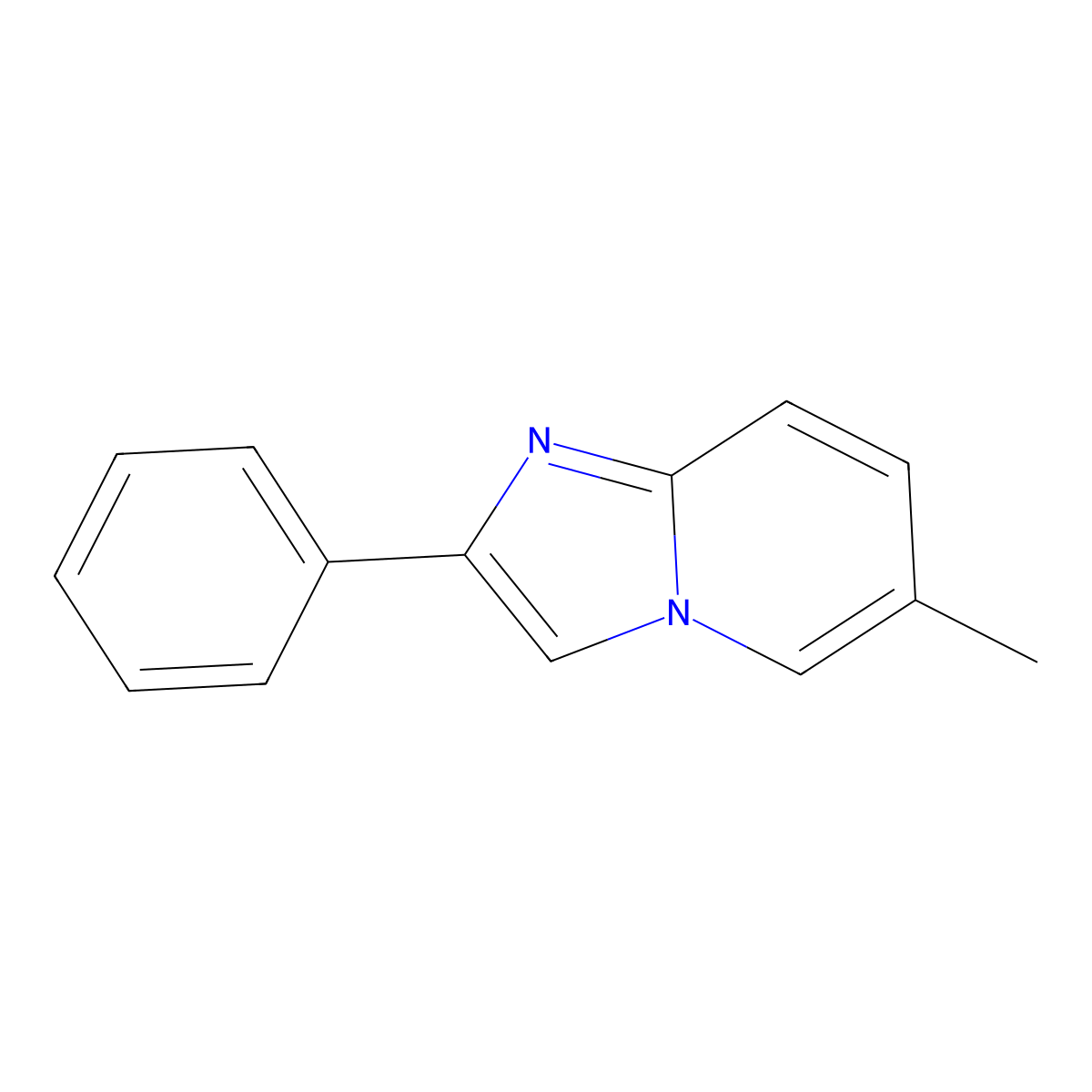 6-Methyl-2-phenylimidazo[1,2-a]pyridine molecular structure, CAS 1019-89-2