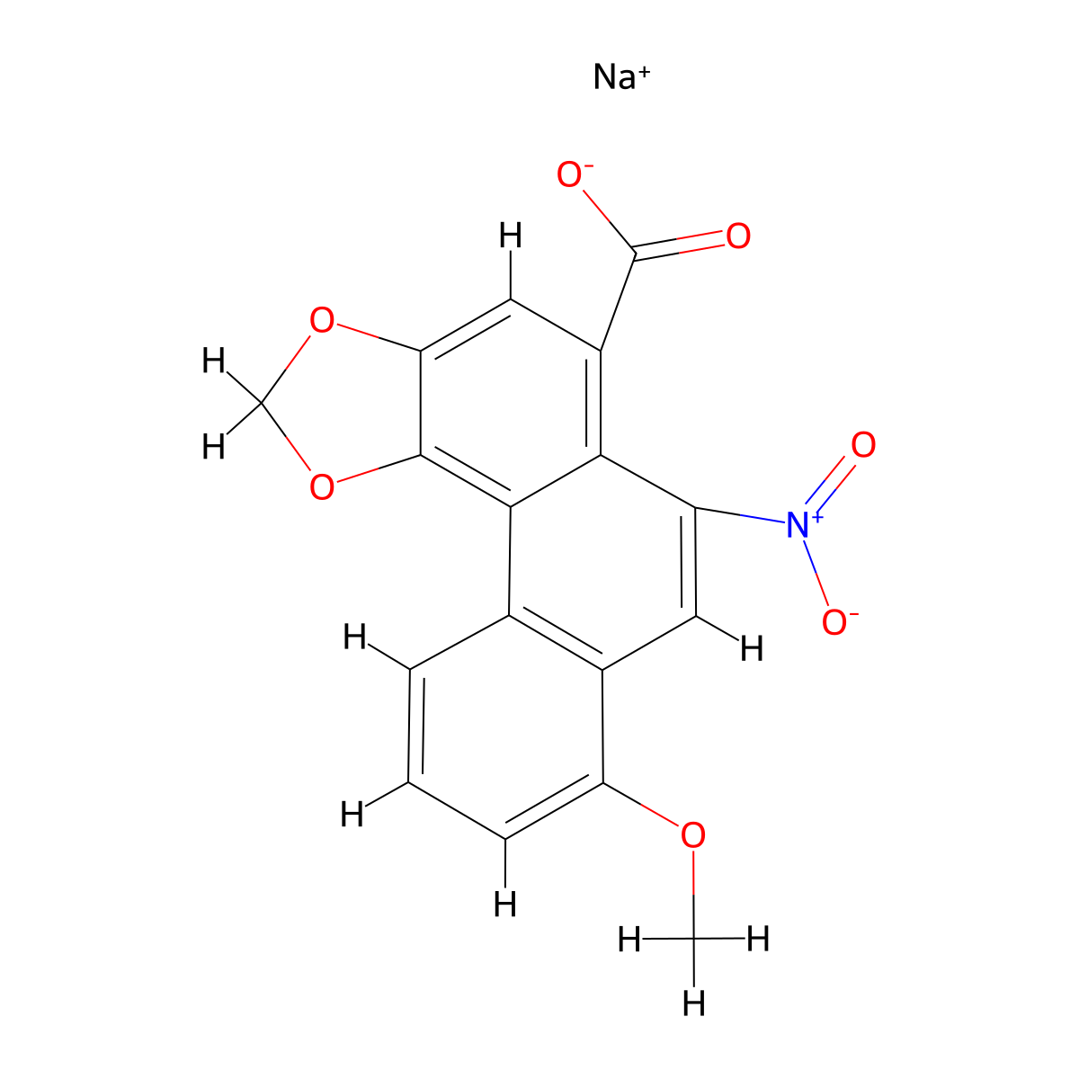 Sodium aristolochate molecular structure, CAS 10190-99-5
