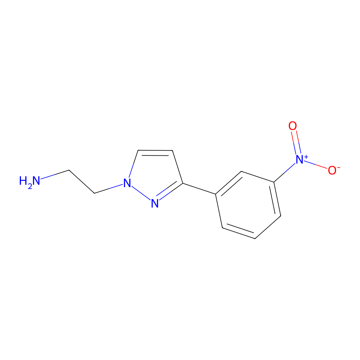 2-(3-(3-Nitrophenyl)-1H-pyrazol-1-yl)ethanamine molecular structure, CAS 1019000-80-6
