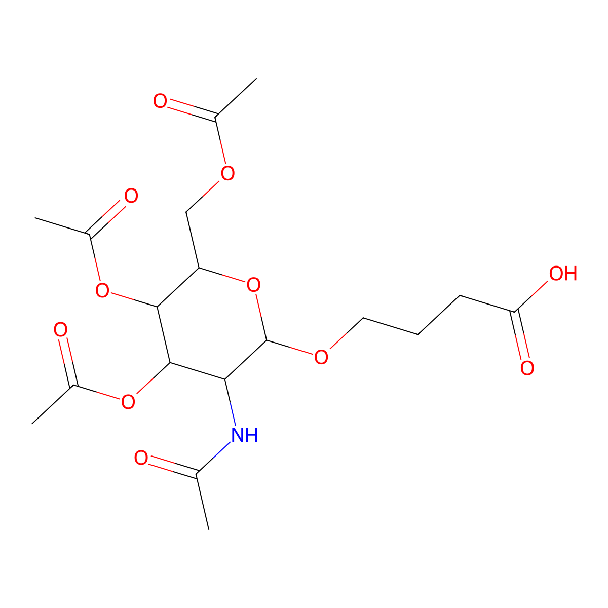 4-(((2R,3R,4R,5R,6R)-3-Acetamido-4,5-diacetoxy-6-(acetoxymethyl)tetrahydro-2H-pyran-2-YL)oxy)butanoic acid molecular structure, CAS 1019000-93-1