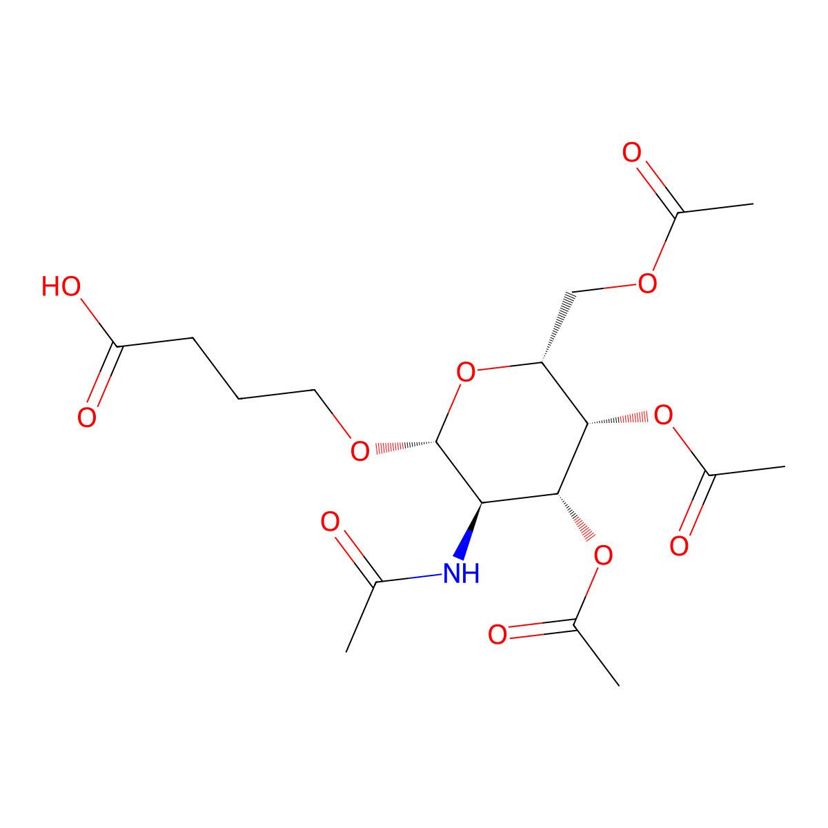 4-(((2R,3R,4R,5R,6R)-3-Acetamido-4,5-diacetoxy-6-(acetoxymethyl)tetrahydro-2H-pyran-2-YL)oxy)butanoic acid molecular structure, CAS 1019000-93-1