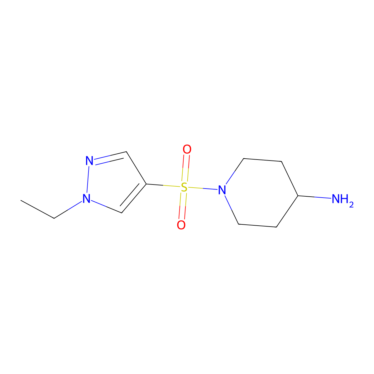1-[(1-ethyl-1H-pyrazol-4-yl)sulfonyl]piperidin-4-amine molecular structure, CAS 1019006-27-9