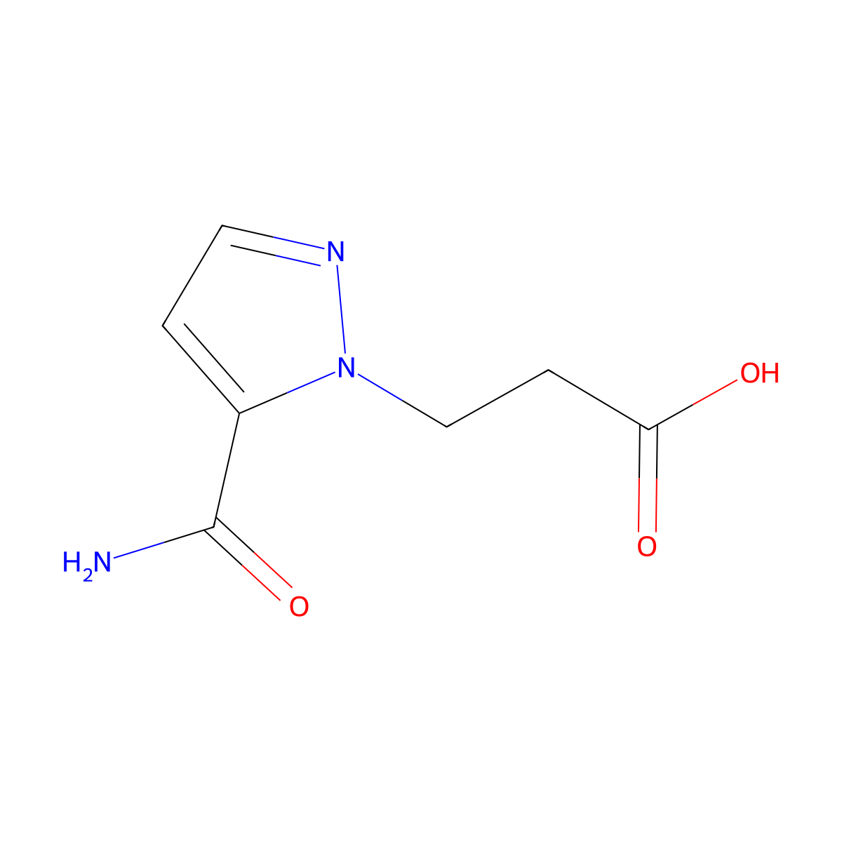 3-(5-carbamoyl-1H-pyrazol-1-yl)propanoic acid molecular structure, CAS 1019007-17-0