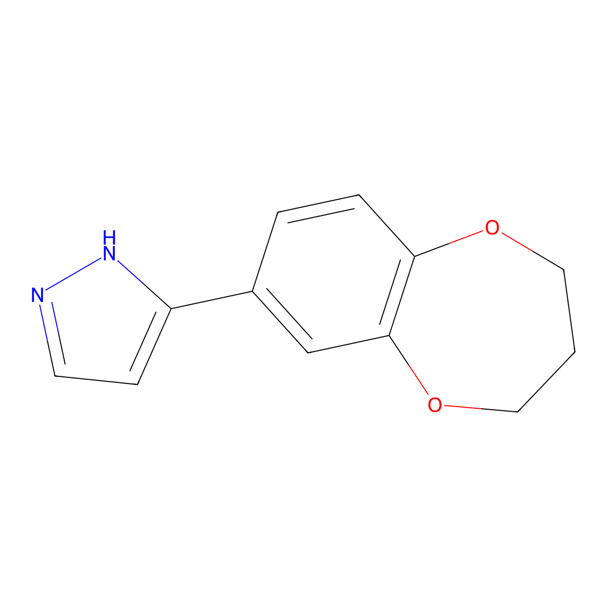 3-(3,4-dihydro-2H-benzo[b][1,4]dioxepin-7-yl)-1H-pyrazole molecular structure, CAS 1019007-48-7