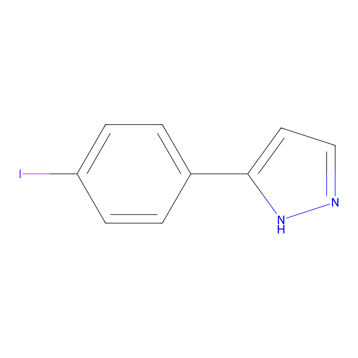 3-(4-iodophenyl)-1H-pyrazole molecular structure, CAS 1019007-92-1