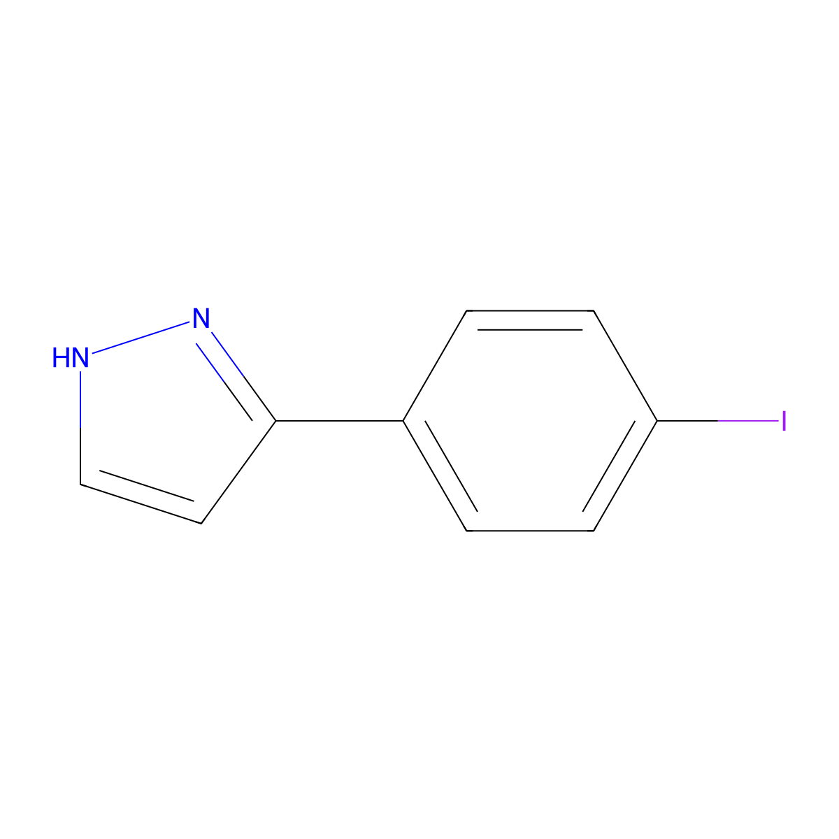 3-(4-iodophenyl)-1H-pyrazole molecular structure, CAS 1019007-92-1