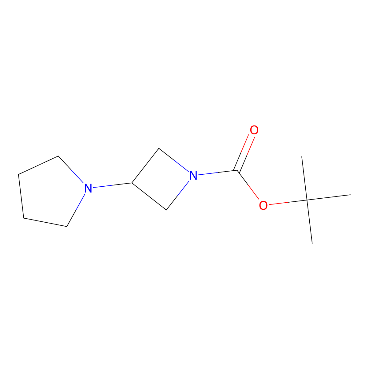 Tert-butyl 3-(pyrrolidin-1-yl)azetidine-1-carboxylate molecular structure, CAS 1019008-21-9