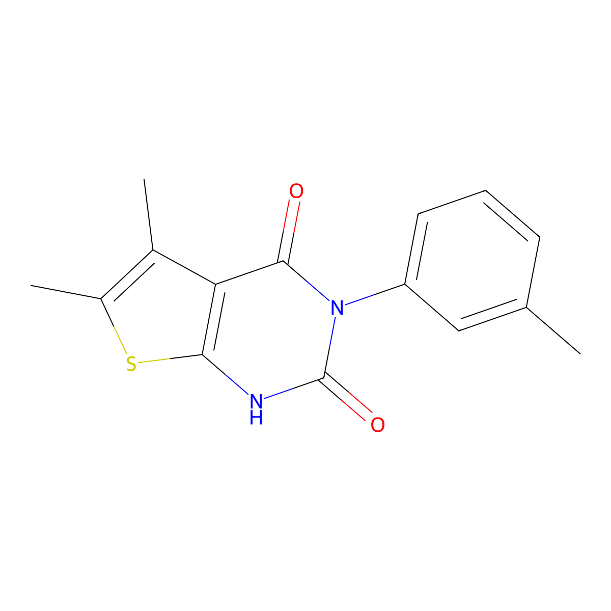 5,6-Dimethyl-3-(m-tolyl)thieno[2,3-d]pyrimidine-2,4(1H,3H)-dione molecular structure, CAS 1019008-75-3
