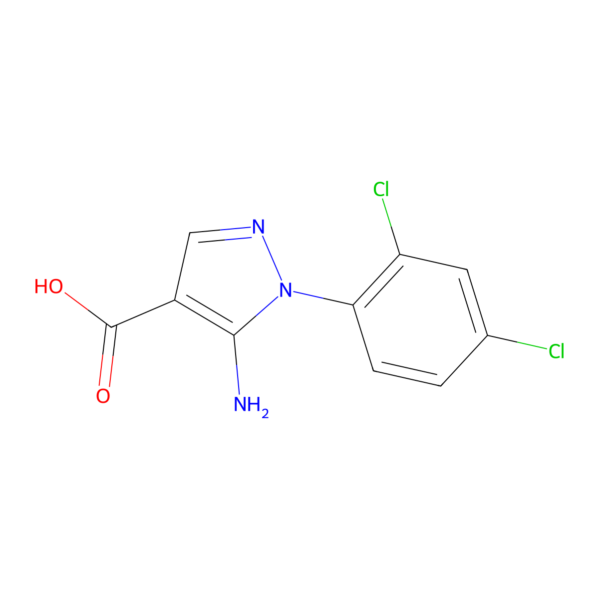 5-Amino-1-(2,4-dichlorophenyl)-1H-pyrazole-4-carboxylic acid molecular structure, CAS 1019009-03-0