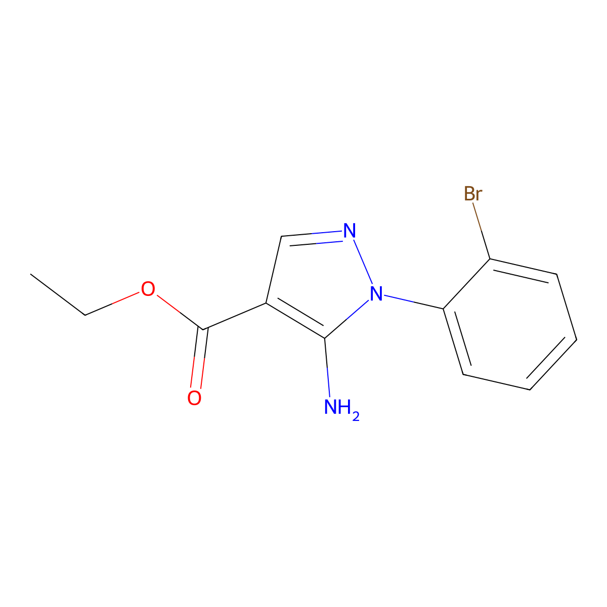 ethyl 5-amino-1-(2-bromophenyl)-1H-pyrazole-4-carboxylate molecular structure, CAS 1019009-68-7