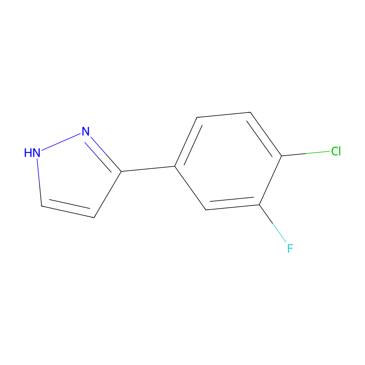 3-(4-chloro-3-fluorophenyl)-1H-pyrazole molecular structure, CAS 1019009-79-0