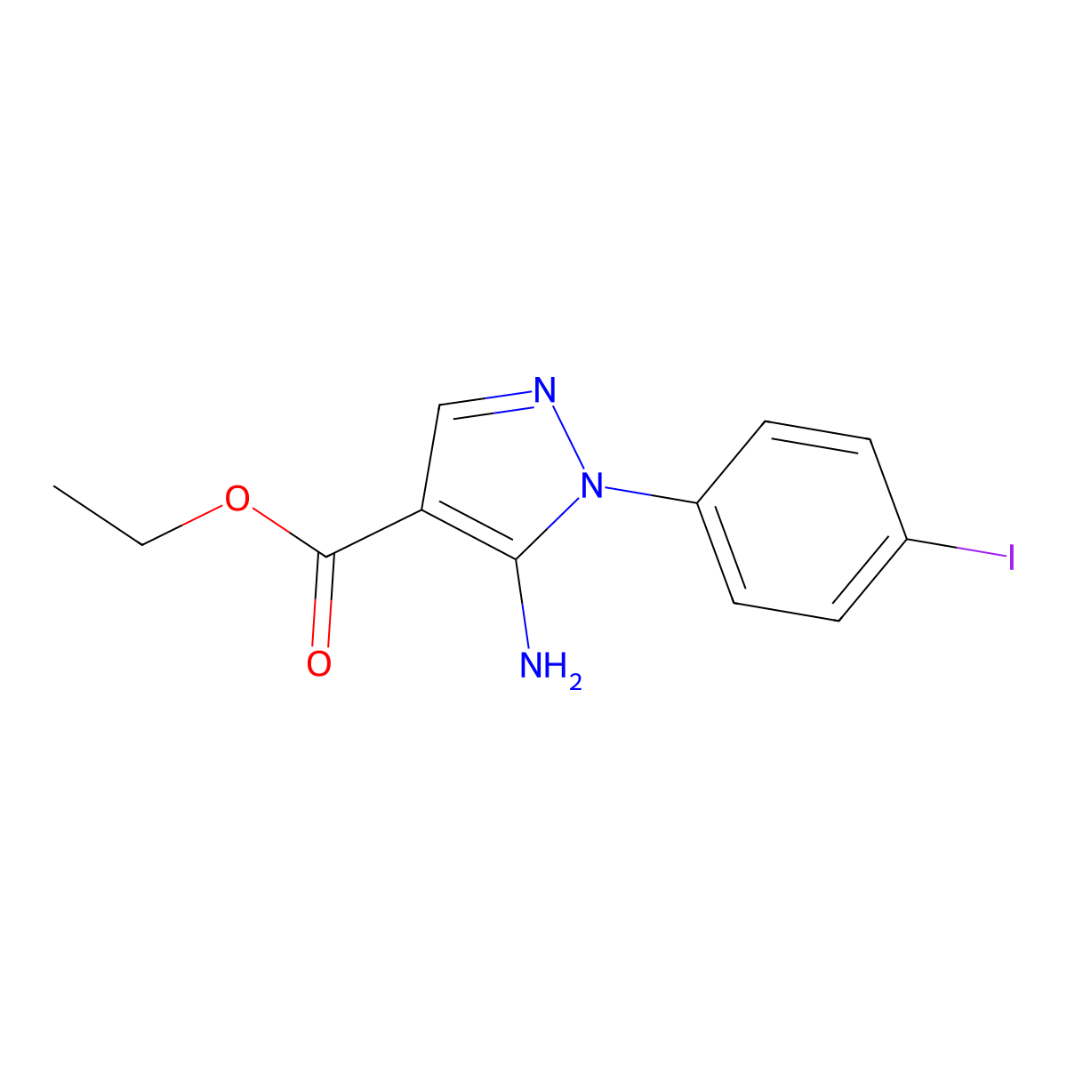 Ethyl 5-amino-1-(4-iodophenyl)-1h-pyrazole-4-carboxylate molecular structure, CAS 1019009-81-4