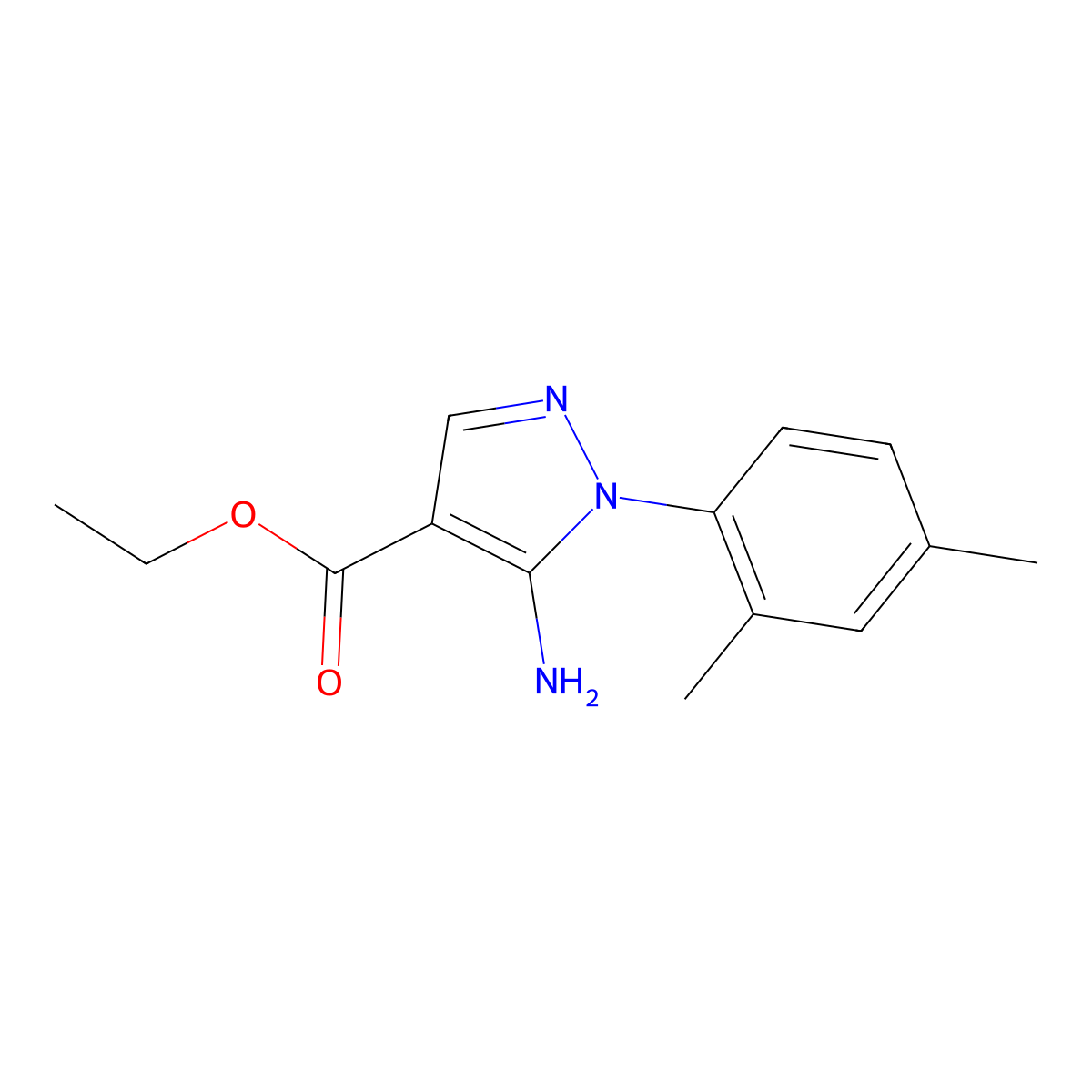 Ethyl 5-amino-1-(2,4-dimethylphenyl)-1H-pyrazole-4-carboxylate molecular structure, CAS 1019009-93-8