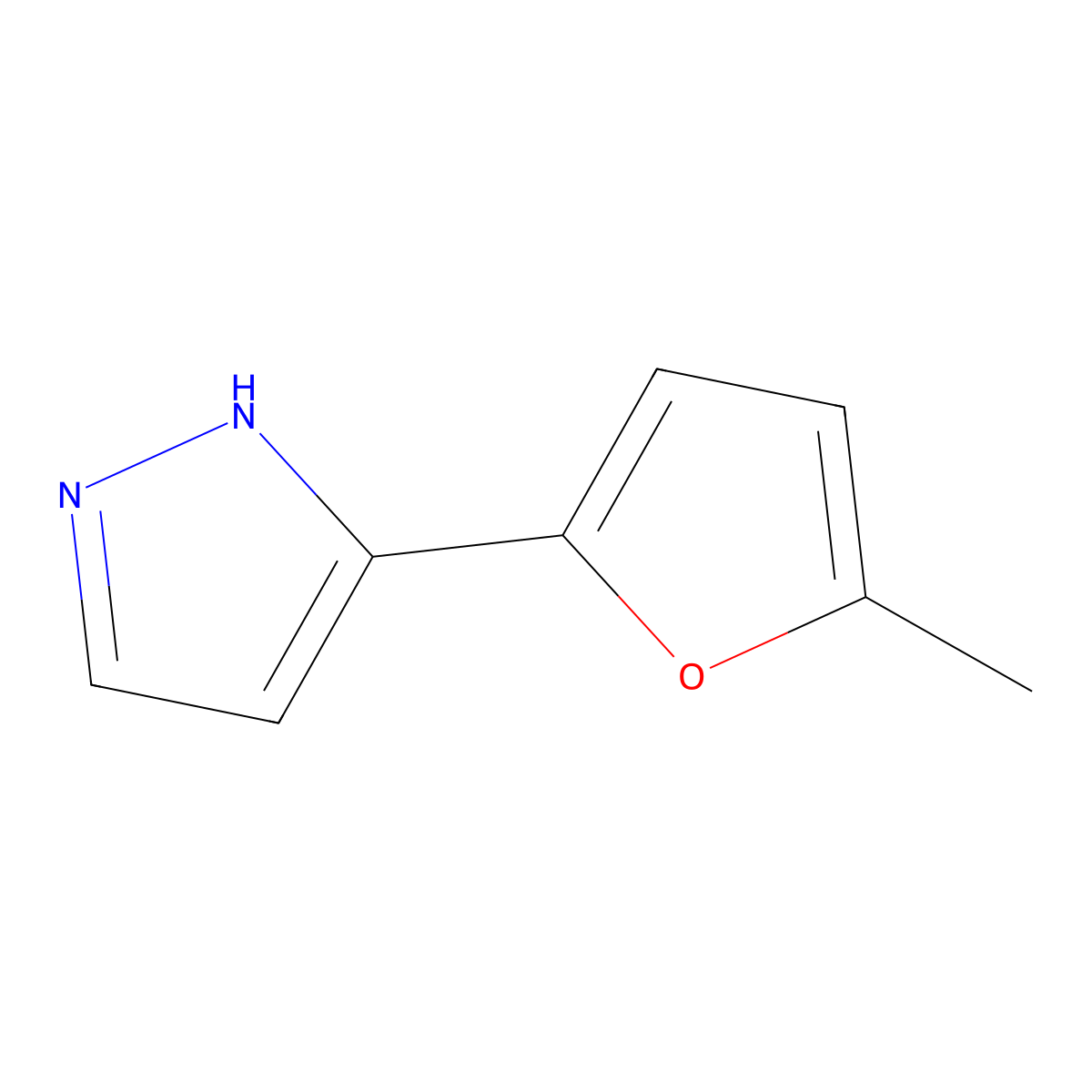5-(5-methylfuran-2-yl)-1H-pyrazole molecular structure, CAS 1019010-26-4