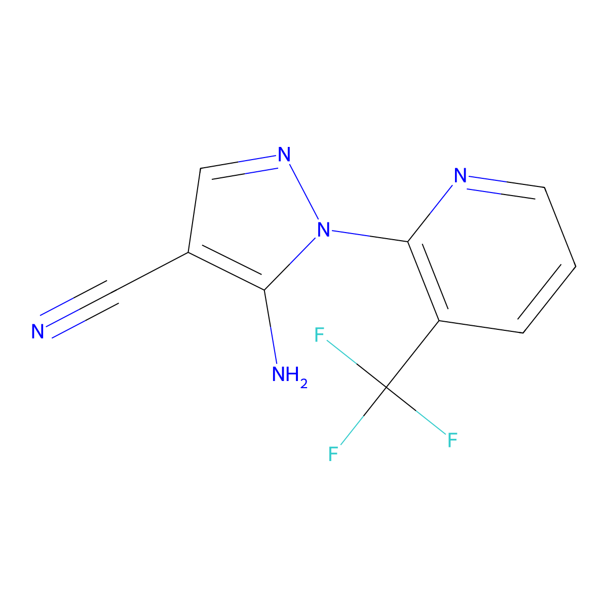 5-amino-1-[3-(trifluoromethyl)pyridin-2-yl]-1H-pyrazole-4-carbonitrile molecular structure, CAS 1019010-69-5